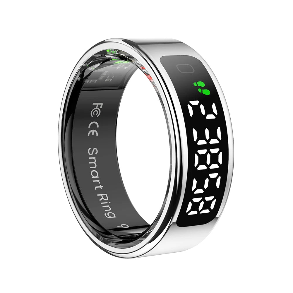 R11 Smart Ring BT 5.2 with Display Screen/Touch Wireless Charging 5 ATM Waterproof for Men Women for Android/Ios