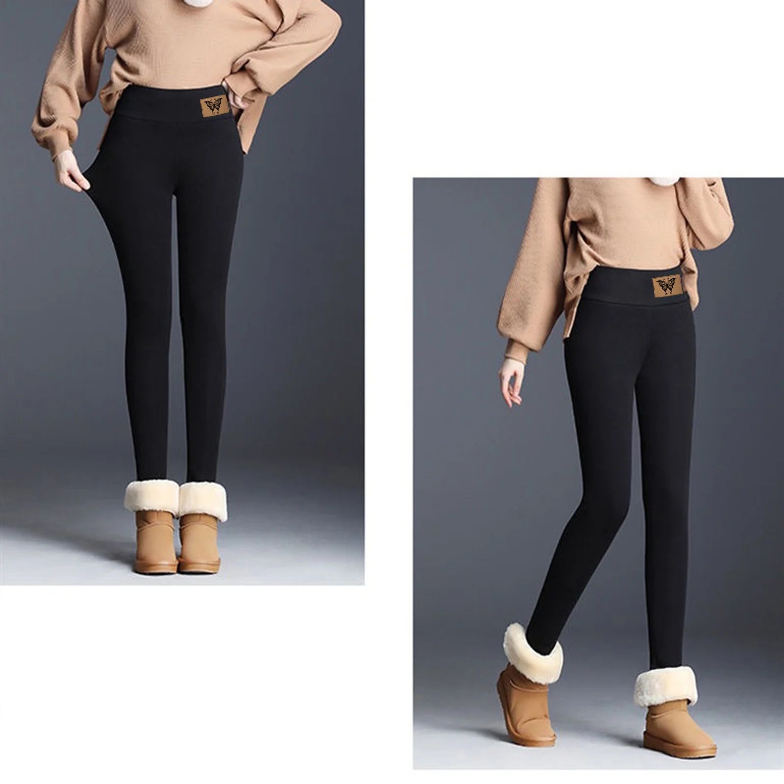 Super Thick Fleece Leggings for Women,Winter High-Waisted Leggings Fleece Lined Warm Pants,Elastic Slim Workout Yoga Tight