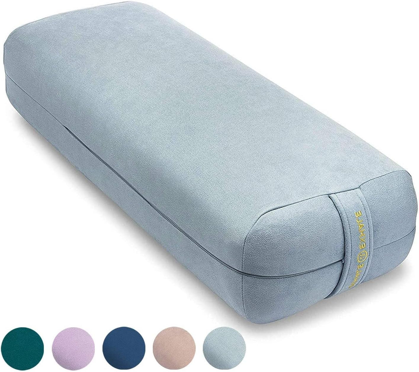 Luxurious Organic Vegan Suede Yoga Bolster Pillow - Rectangular with Carry Handle - Machine Washable Cover