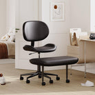 Faux Leather Ergonomic Cross-Legged Office Chair ADHD Meditation Chair with Wheels and Height Adjustable, Black