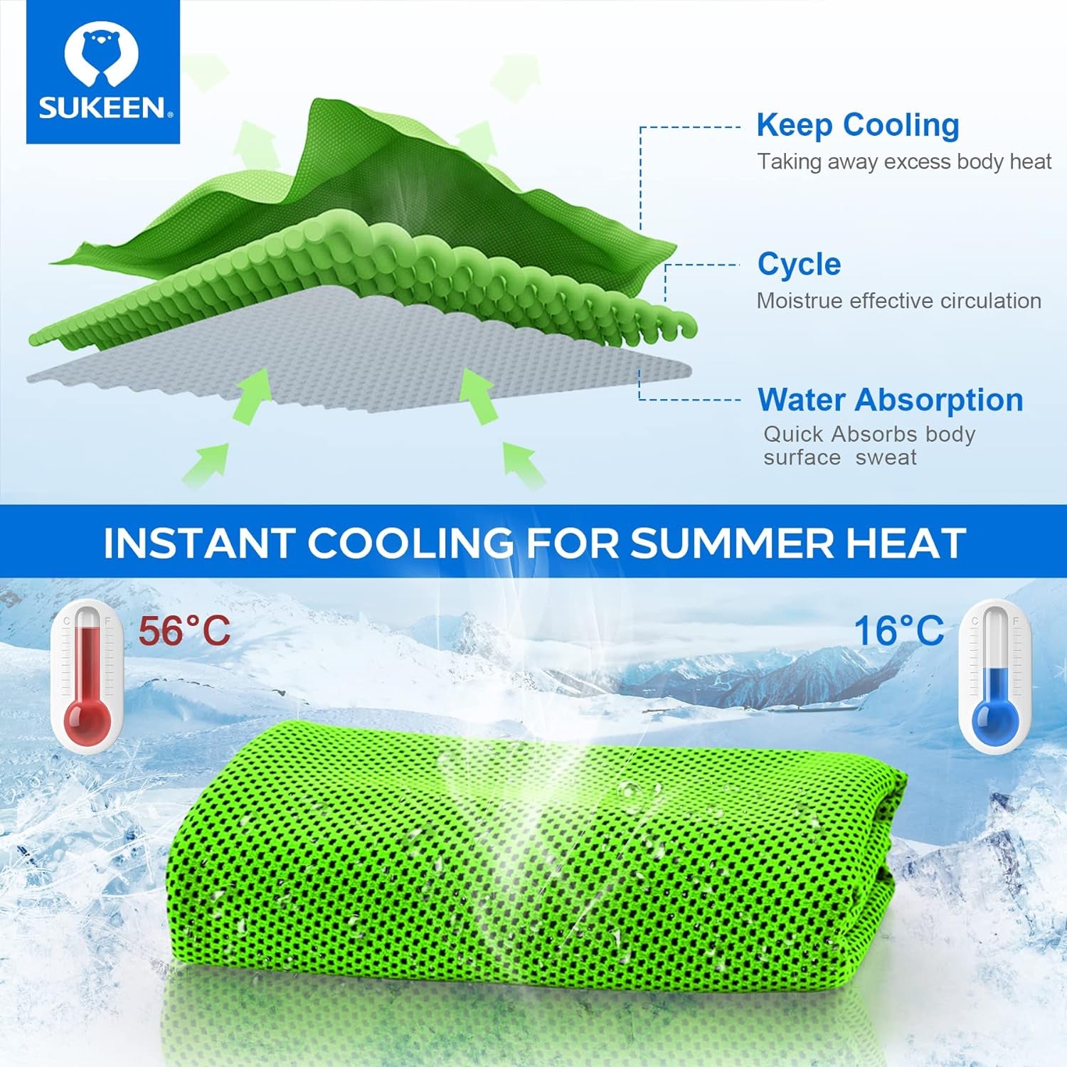 [4 Pack] Cooling Towel (40"X12"), Ice Microfiber Towel, Soft Breathable for Yoga, Sport, Running, Gym, Workout, Camping, Fitness & More Activities