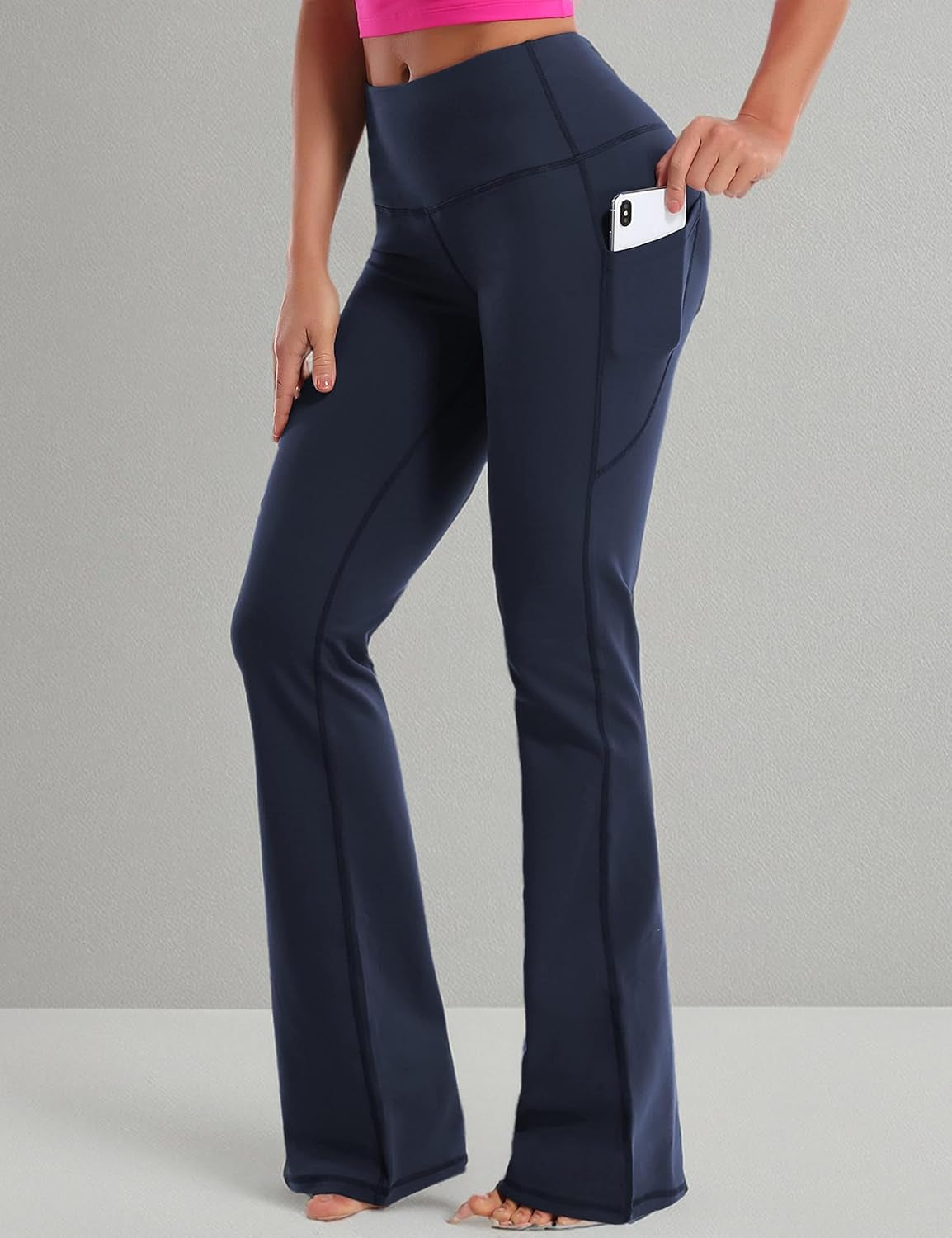 29"/31"/33"/35"/37" Women Bootleg/Wide Legs High Waist Yoga Pants Tummy Control Bootcut Workout Flared Out Pockets