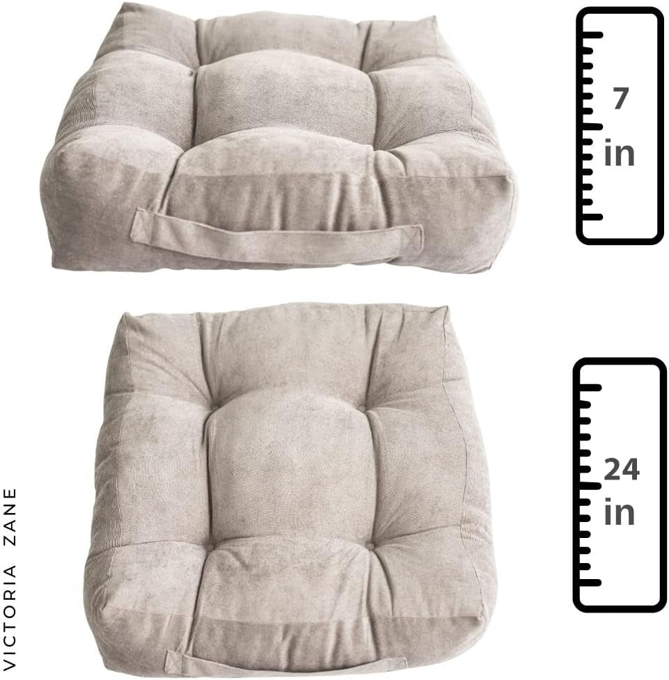 Victoriazane Large Floor Pillow, 24X24X7 Thick Meditation Cushion Floor Pillows Seating for Adults, Thick & Solid Lounge Pillows for Floor, Large Comfortable Meditation Pillow, Thick Floor Cushion