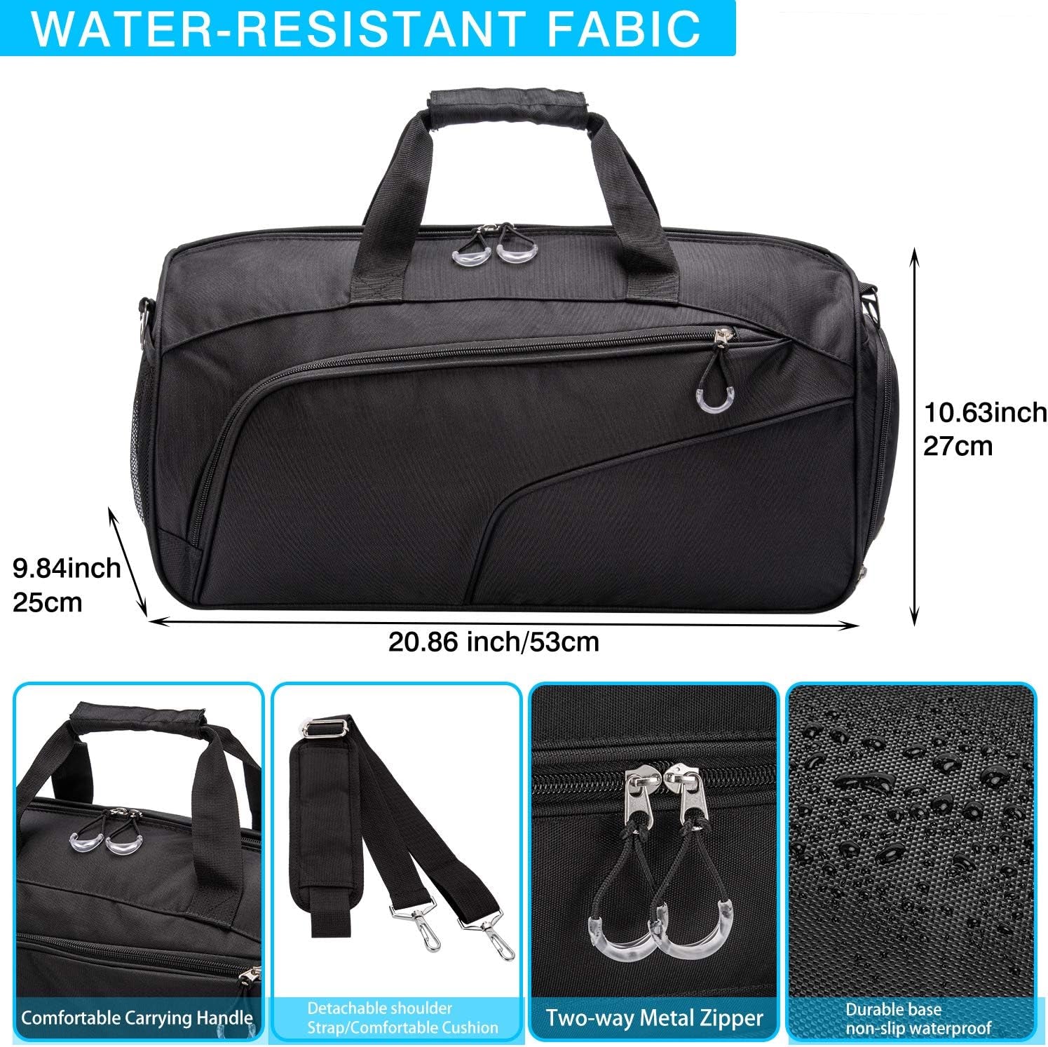 Sports Gym Bag with Shoes Compartment &Wet Pocket Gym Duffel Bag Overnight Bag for Men and Women