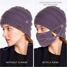 Exclusives Cable Knit Beanie - Thick, Soft & Warm Chunky Ribbed Beanie Hats Epoxy Button for Face Mask (BHT-1) (A Button Beige)