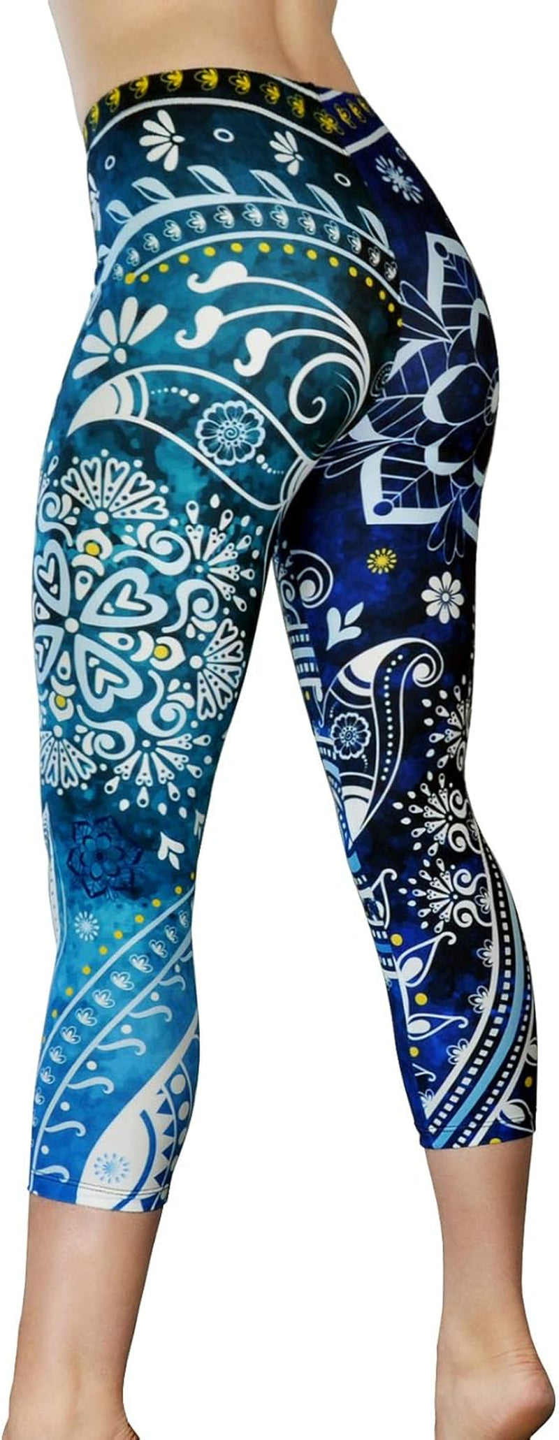 Pants - Workout Capris - High Waist Workout Leggings for Women - Lightweight Printed Yoga Legging - Size S/M 4-10
