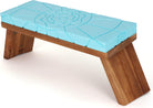 Teak Meditation Bench - Meditation Seat - Meditation Stool - Kneeling Meditation Chair - Portable Folding Meditation Bench - Seiza Yoga Meditation Bench - Prayer Bench (Sky Blue/Teak)