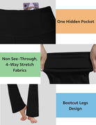 29"/31"/33"/35" 3 Styles Women'S Bootcut Yoga Pants Basic/Back Pockets High Waist Workout Tummy Control Flare