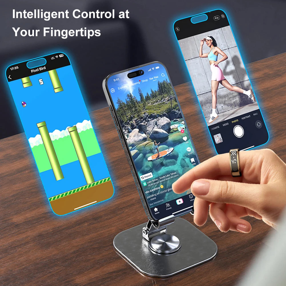 R11 Smart Ring BT 5.2 with Display Screen/Touch Wireless Charging 5 ATM Waterproof for Men Women for Android/Ios