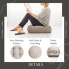 Victoriazane Large Floor Pillow, 24X24X7 Thick Meditation Cushion Floor Pillows Seating for Adults, Thick & Solid Lounge Pillows for Floor, Large Comfortable Meditation Pillow, Thick Floor Cushion