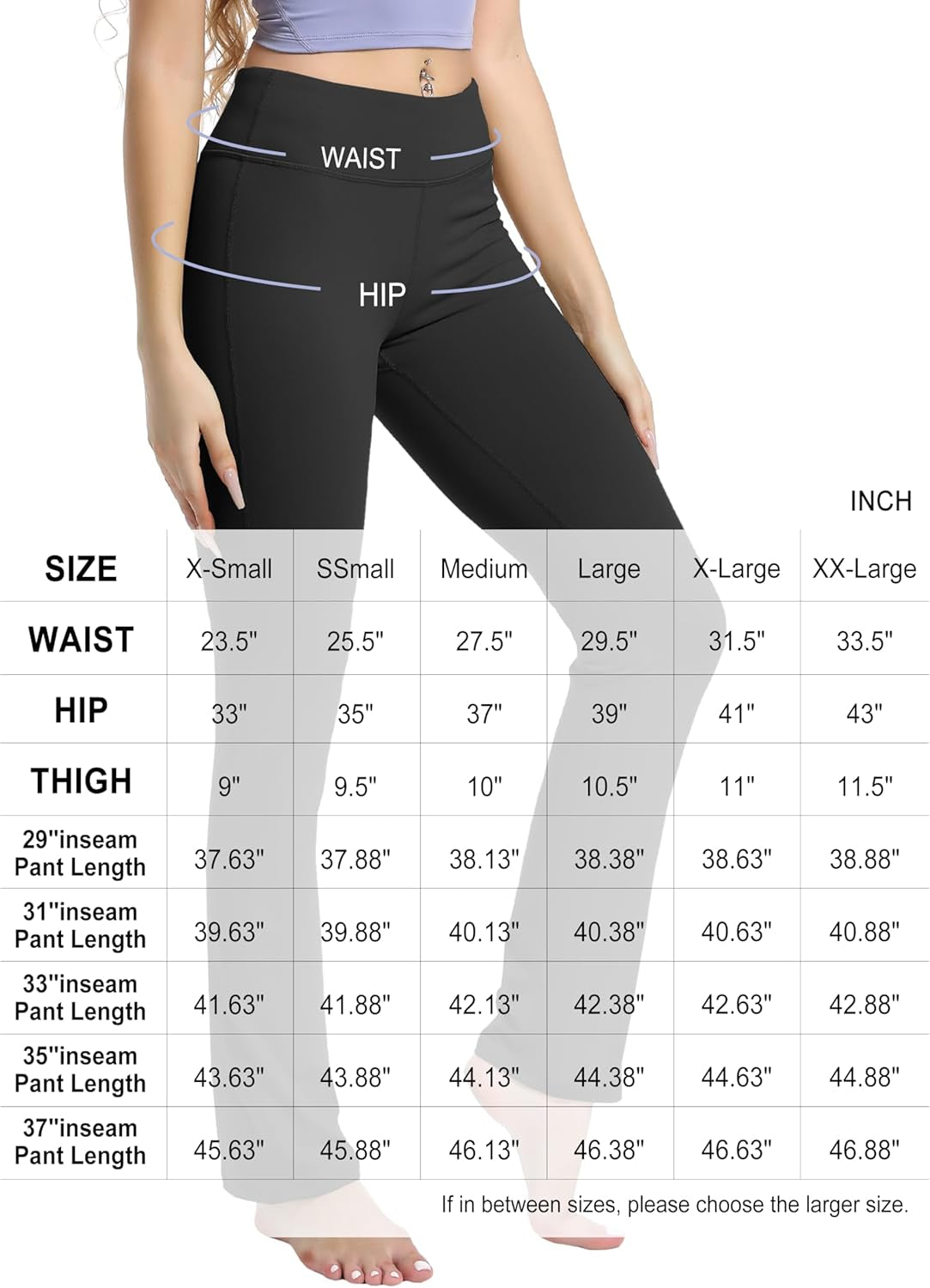 29"/31"/33"/35"/37" Women'S High Waist Straight Leg Yoga Pants Tummy Control Workout Pants with Pockets