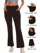 Womens Bootcut Yoga Pants with Pockets High Waist Bootleg Trousers Workout Gym Flare Legging Activewear Black XL