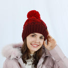Women Winter Pompom Beanie Hat with Warm Fleece Lined, Thick Slouchy Snow Knit Skull Ski Cap