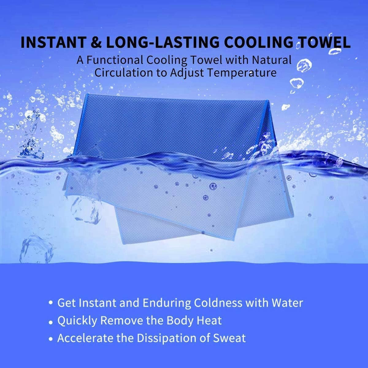 Cooling Towel 6 Pack, 36"X12" Cooling Towels for Neck and Face, Soft Microfiber Cooling Neck Wraps, Ice Sports Towel for Instant Cooling, Stay Cool for Yoga, Sport, Workout, Running, Camping, Golf