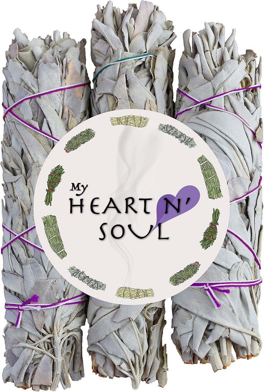 White Sage 3 Pack Bundle - 4 Inches Smudge Sticks Home Spiritual Cleansing Meditation Relaxation Aromatherapy Healing Energy Rituals - Premium California White