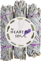 White Sage 3 Pack Bundle - 4 Inches Smudge Sticks Home Spiritual Cleansing Meditation Relaxation Aromatherapy Healing Energy Rituals - Premium California White