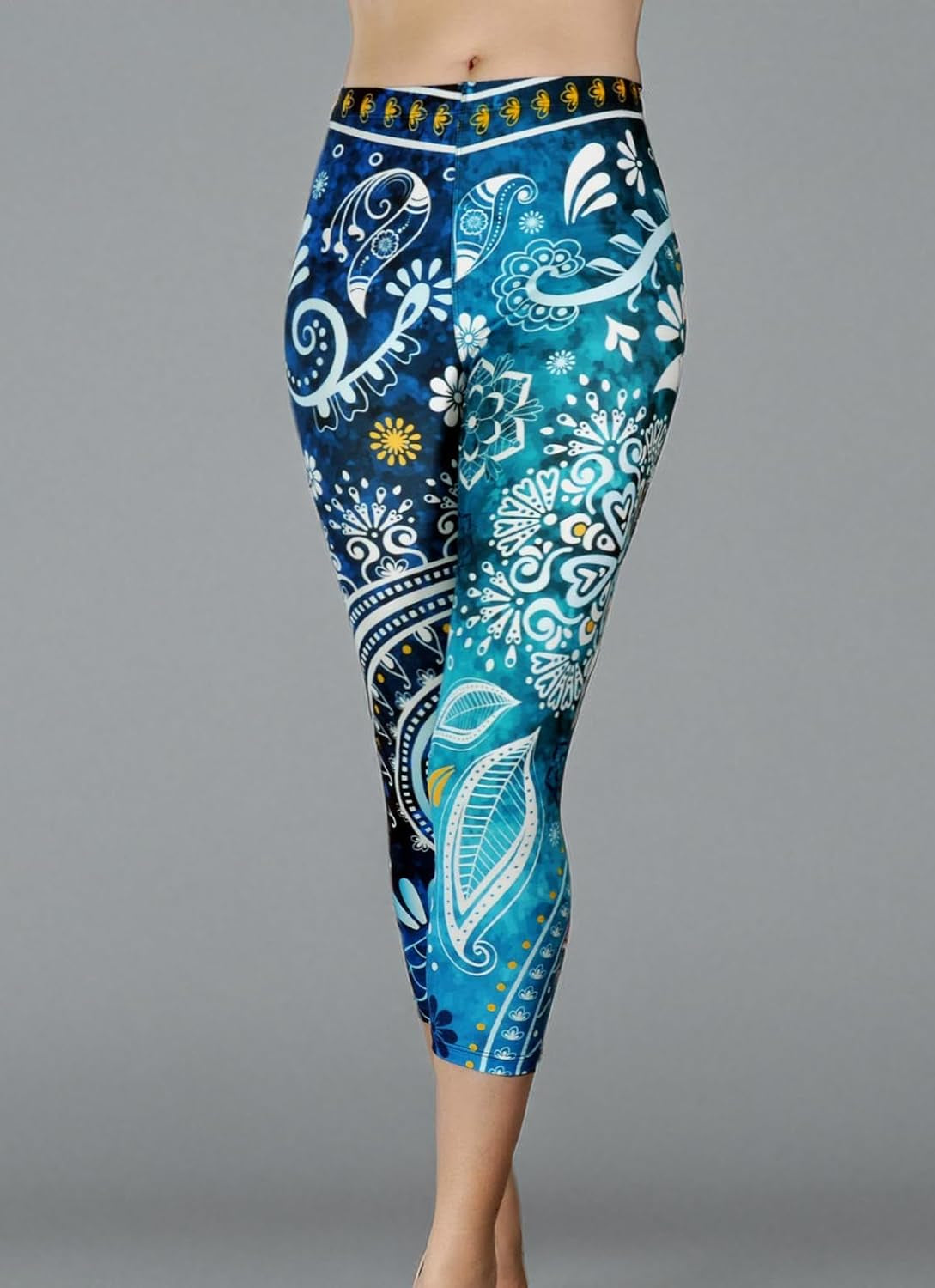 Pants - Workout Capris - High Waist Workout Leggings for Women - Lightweight Printed Yoga Legging - Size S/M 4-10
