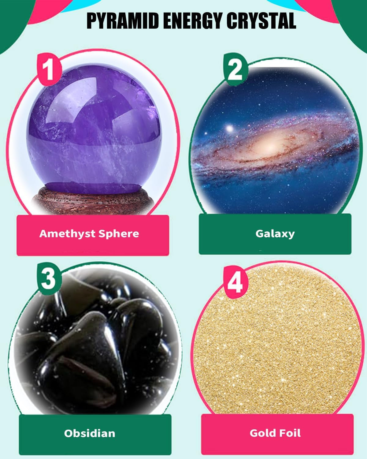 2 Inch Orgone Pyramid, Crystal Pyramid and Healing Stones,Shelf Office Desk Living Room Bedroom Home Decor,Amethyst Crystal Gift for Women Dad Christmas