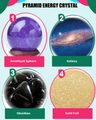 2 Inch Orgone Pyramid, Crystal Pyramid and Healing Stones,Shelf Office Desk Living Room Bedroom Home Decor,Amethyst Crystal Gift for Women Dad Christmas