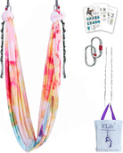Aerial Yoga Hammock Kit- Yoga Swing Multicolor 5 Yards-Flying Yoga Include Daisy Chain,Carabiner and Pose Guide