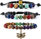 Chakra Bead Bracelets for Women - 8Mm 7 Chakra Bracelet with Real Stones Yoga Gemstone Jewelry 3 Pack