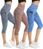 Women'S High Waist Biker Shorts Running Gym Compression Spandex Shorts Side Pockets Yoga Capri Leggings