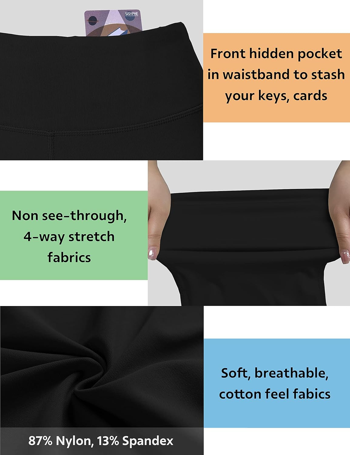 29"/31"/33"/35"/37" Women'S High Waist Straight Leg Yoga Pants Tummy Control Workout Pants with Pockets