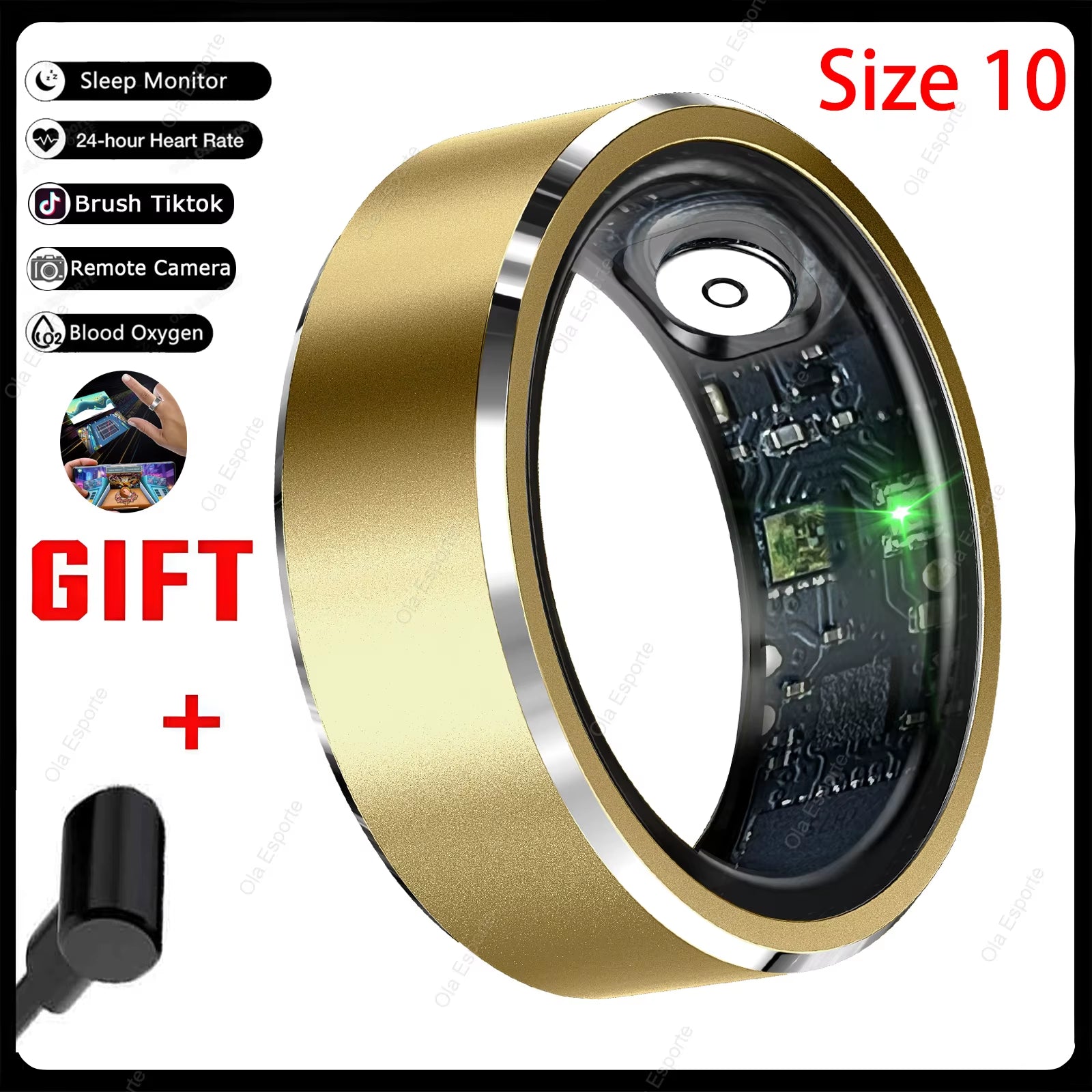 Smart Ring Gesture Control Function 5ATM Waterproof Heart Rate Blood Pressure Oxygen Sleep Monitoring Sports Fitness Smart Ring