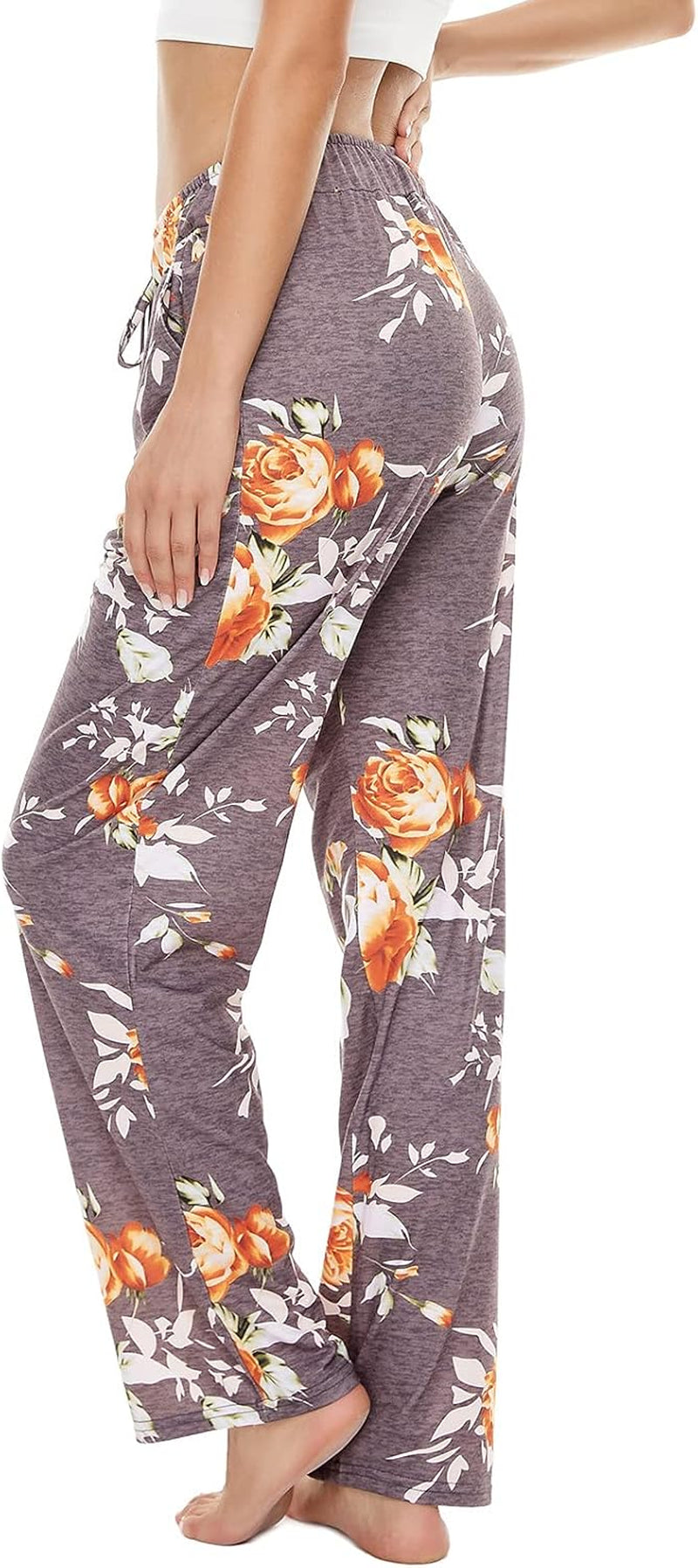 Womens Comfy Lounge Pants Loose Yoga Pants Drawstring Soft Pajama Pants with Pockets
