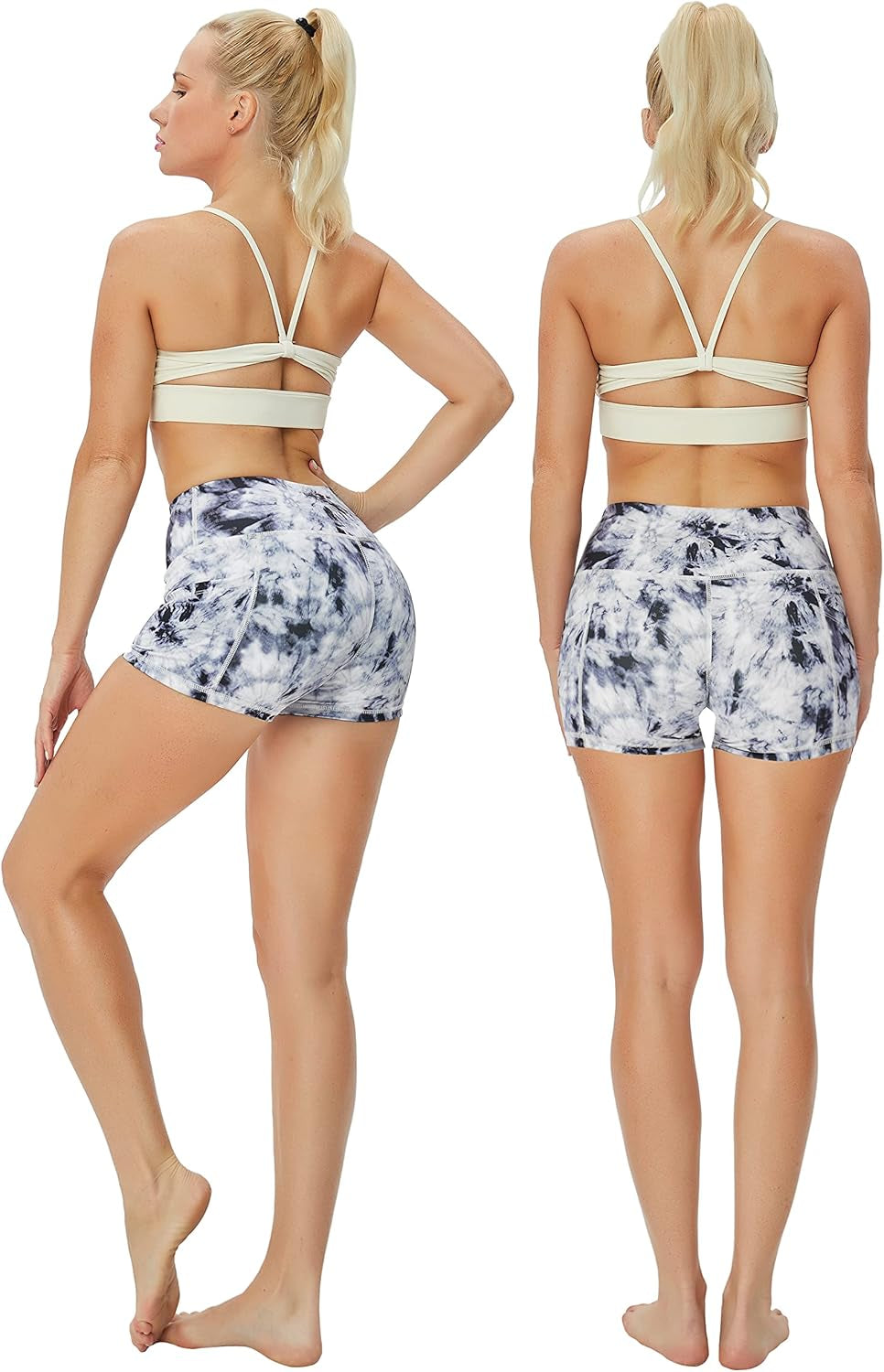 2.5"/4"/5" Basic/Out Pockets Women'S High Waist Tummy Control Yoga Shorts 4 Way Stretch Running Workout Shorts