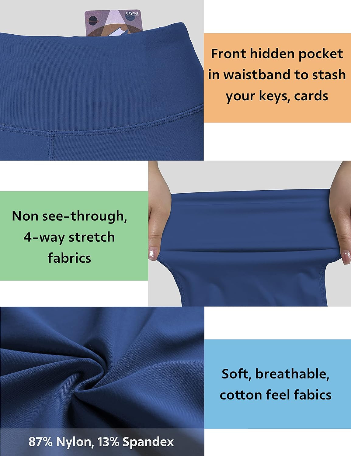 29"/31"/33"/35"/37" Women'S High Waist Straight Leg Yoga Pants Tummy Control Workout Pants with Pockets