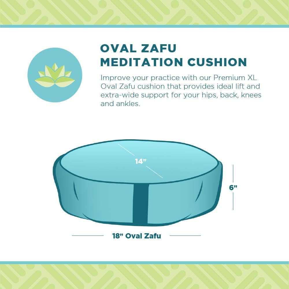 Zafu Meditation Pillows for Sitting on Floor, Yoga Cushion, Cotton/Buckwheat Fill Yoga Pillow, Zafu Meditation Cushion, Zen Kneeling Prayer Pad- Made in USA - 14"X18" Oval - Saffron