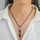 7 Chakra Crystal Necklace Gemstone Pendant Emotional Necklace for Stress for Meditation and Spiritual Energy - Spiritual Gift Jewelry (2.4*0.4 Inch)