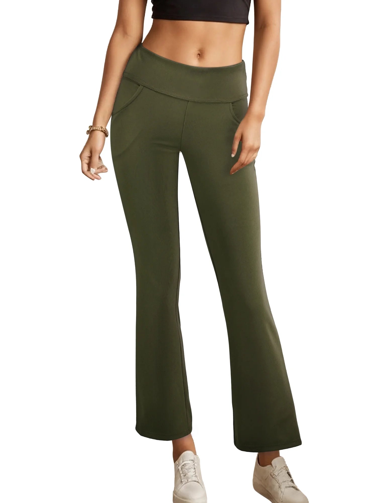 Avamo Women'S Bootcut Yoga Pants with Pockets Moisture-Wicking High Waist Bootleg Gym Fitness Trousers plus Size Pant Stretch Yoga Workout Pants for Women