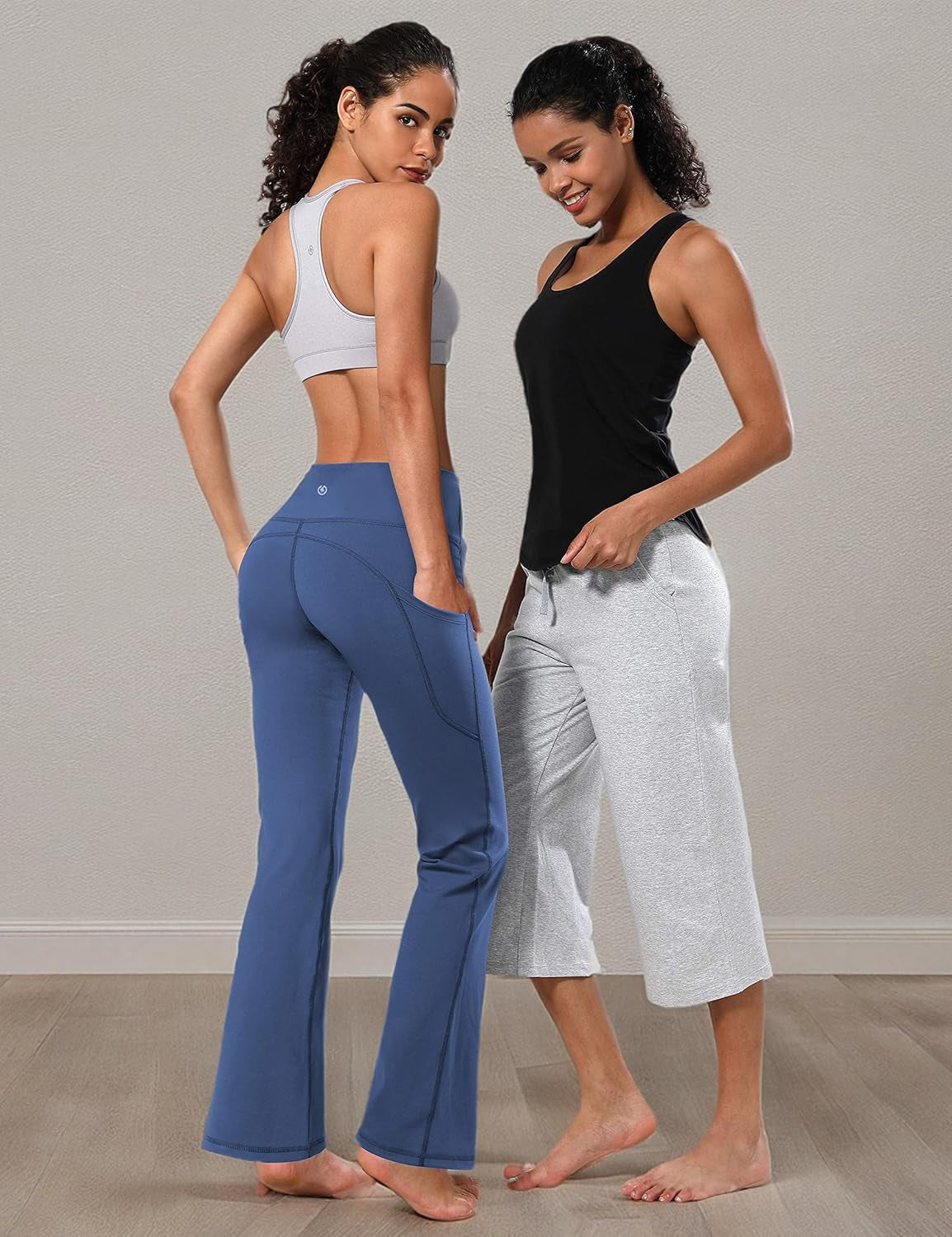 29"/31"/33"/35"/37" Women Bootleg/Wide Legs High Waist Yoga Pants Tummy Control Bootcut Workout Flared Out Pockets