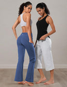 29"/31"/33"/35"/37" Women Bootleg/Wide Legs High Waist Yoga Pants Tummy Control Bootcut Workout Flared Out Pockets
