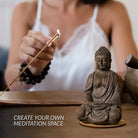 Lord Buddha Statue Mini — Great Spiritual Gift Idea — 6.7 Inch Durable Resin Buddha Decor Statue with Wooden round Base — Mini Buddha Statue for Home Decor