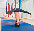Anti-Gravity Aerial Yoga Hammock Swing – Six Handles Sling Pilates Set Kit Include Steel Carabiners Extension Straps No Ceiling Hanging Mount for Home & Gym Fitness