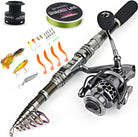 Fishing Rod Reel Combo with Telescopic Fishing Pole Spinning Reel Carrier Bag for Travel Saltwater Freshwater Fishing
