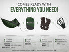 2 Person Portable Hammock - Backpacking to Camping - Double Hammock for Travel & Outdoor