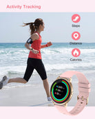 Women Smart Watch Compatible with Iphone and Android Phones IP68 Waterproof, round Watch for Women Smartwatch Fitness Tracker Heart Rate Monitor Digital Watch with Personalized Watch Faces (Pink)