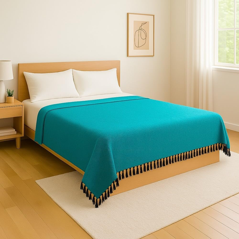 Solid Color Mexican Yoga Blanket – Large Handwoven Throw for Yoga, Beach, Camping or Home – Soft and Durable Cotton Blend