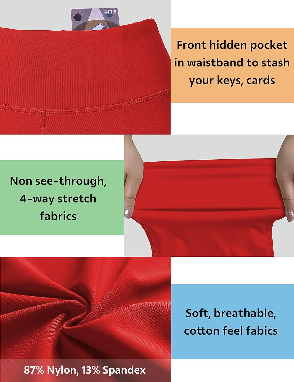 29"/31"/33"/35"/37" Women'S High Waist Straight Leg Yoga Pants Tummy Control Workout Pants with Pockets