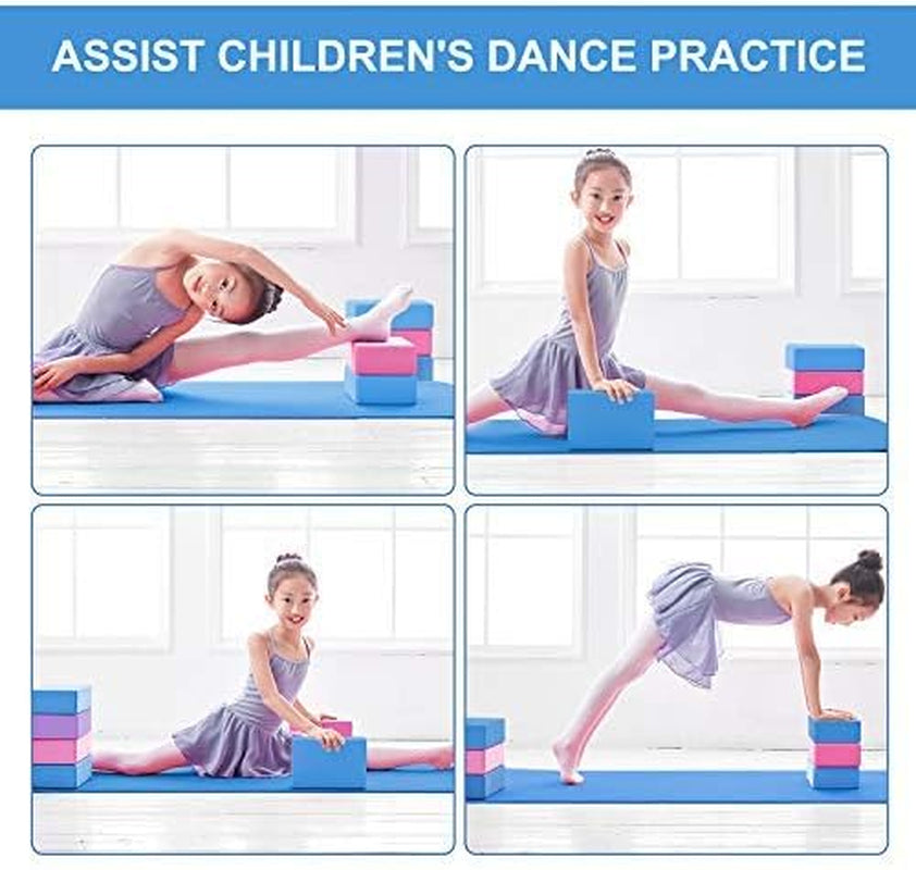 2 Pack Yoga Blocks High Density EVA Foam Brick Soft Non-Slip Surface Exercise Bricks Stability and Balance for Exercise, Yoga, Pilates, Meditation, Aid Balance (Blue)