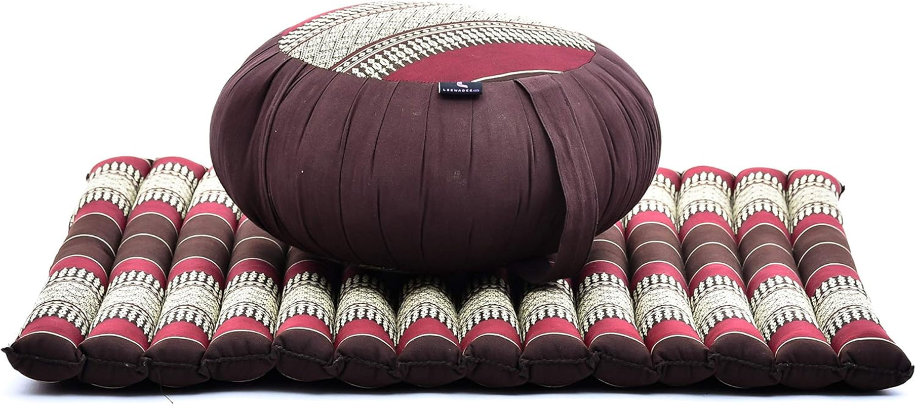 Meditation Cushion Set – 1 round Zafu Meditation Pillow and 1 Square Roll-Up Zabuton Meditation Mat, Pillows Bundle Filled with Kapok