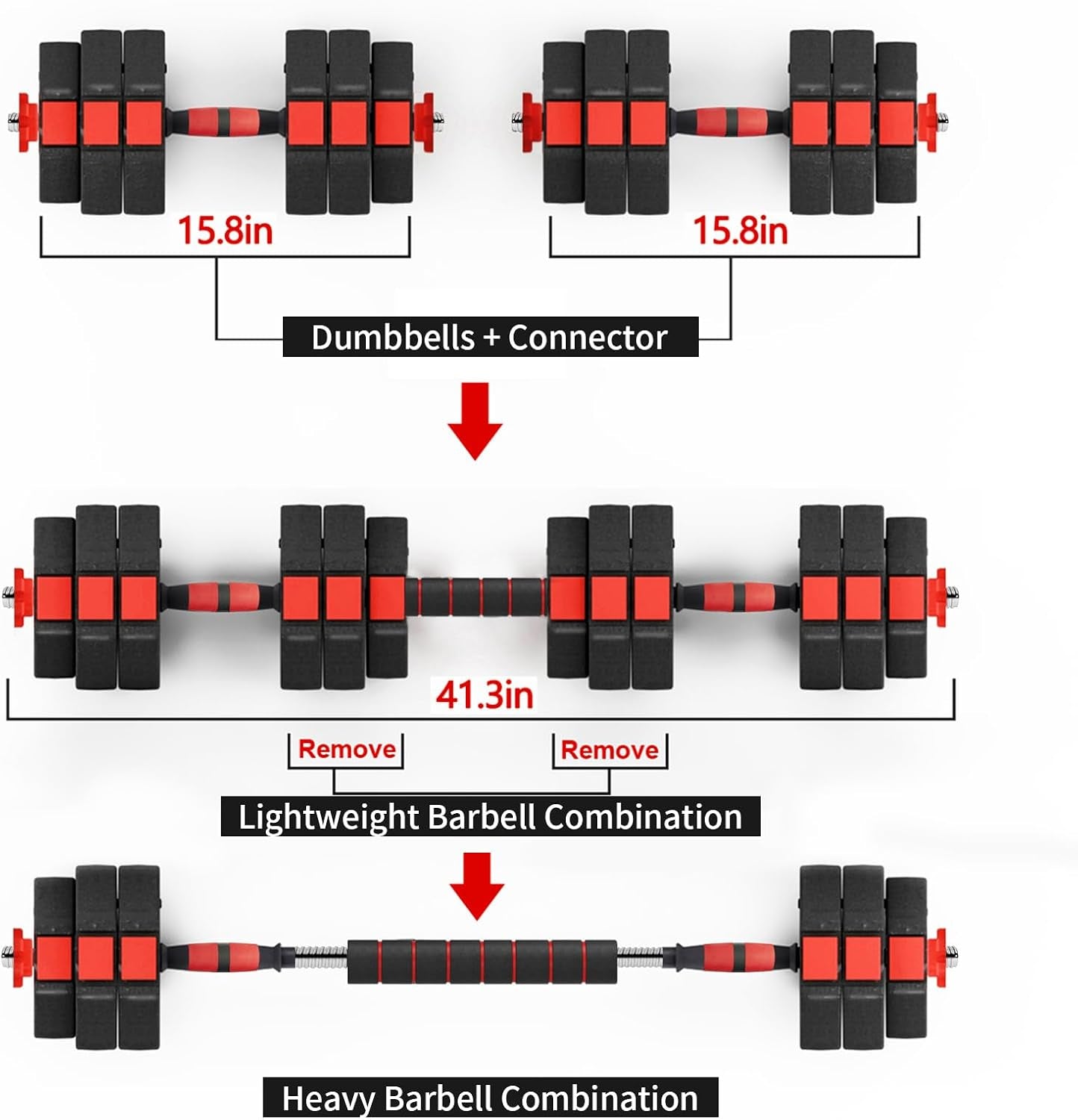 Weights Dumbbells Set, Adjustable Dumbbells Set of 2, Pair Strength Training Free Weights for Women at Home, 2 in 1 Barbell Set, Home Fitness Equipment for Gym, Work Out