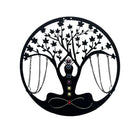 Yoga Tree of Life Meditation Metal Wall Decor Meditation Wall Art with Chakra Gemstones Home Decor Hanging Sculpture Statue Indoor Gift