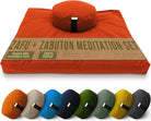 Meditation Cushion Mat Set - Zafu Floor Pillow Organic Buckwheat Pillow + Cotton Filled Zabuton Prayer Pad - Meditation Pillow Yoga Knee Pad - Made in USA - 14" round or 18" Oval
