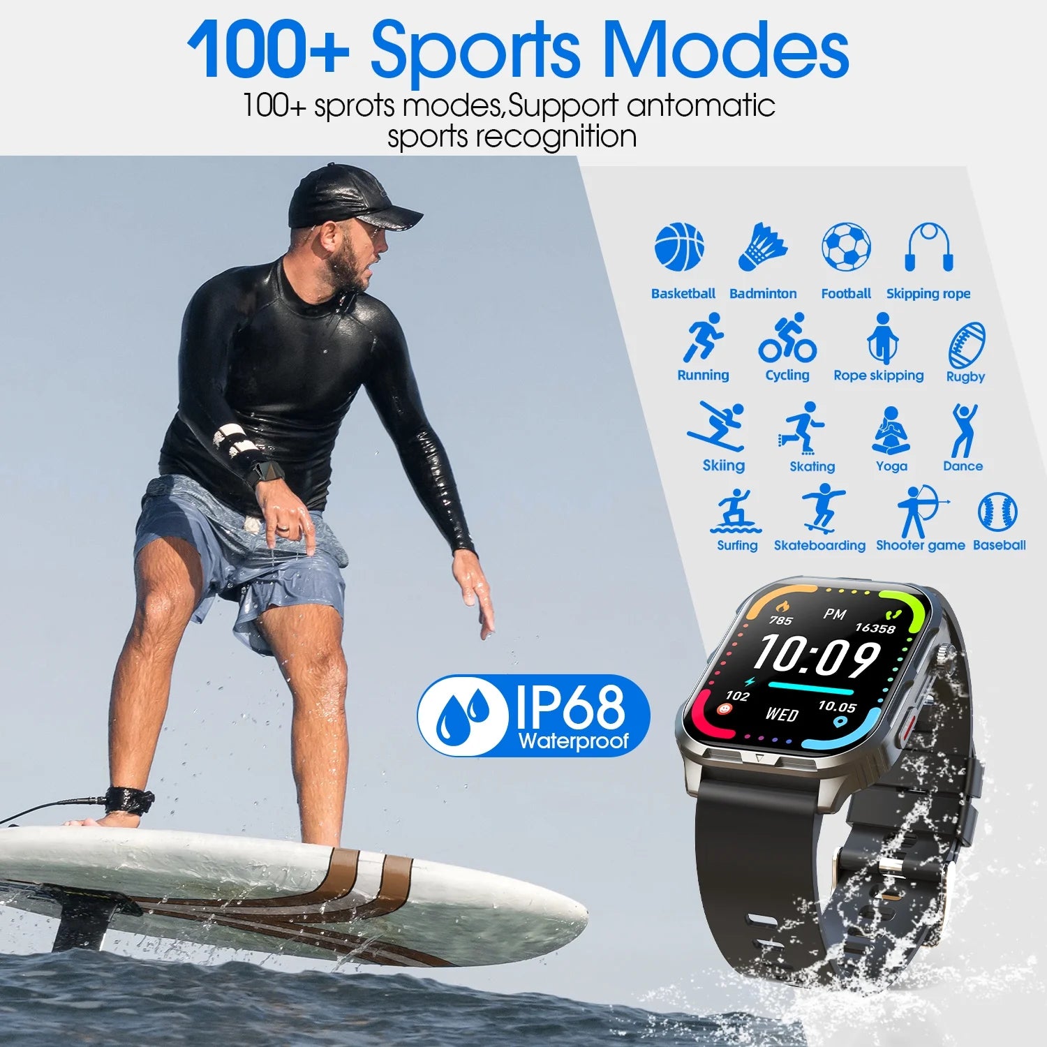 Smart Watch , H5 IP68 Waterproof Smartwatch for Women Men , Smart Watch with Bluetooth Call, Answer Make Calls , Black