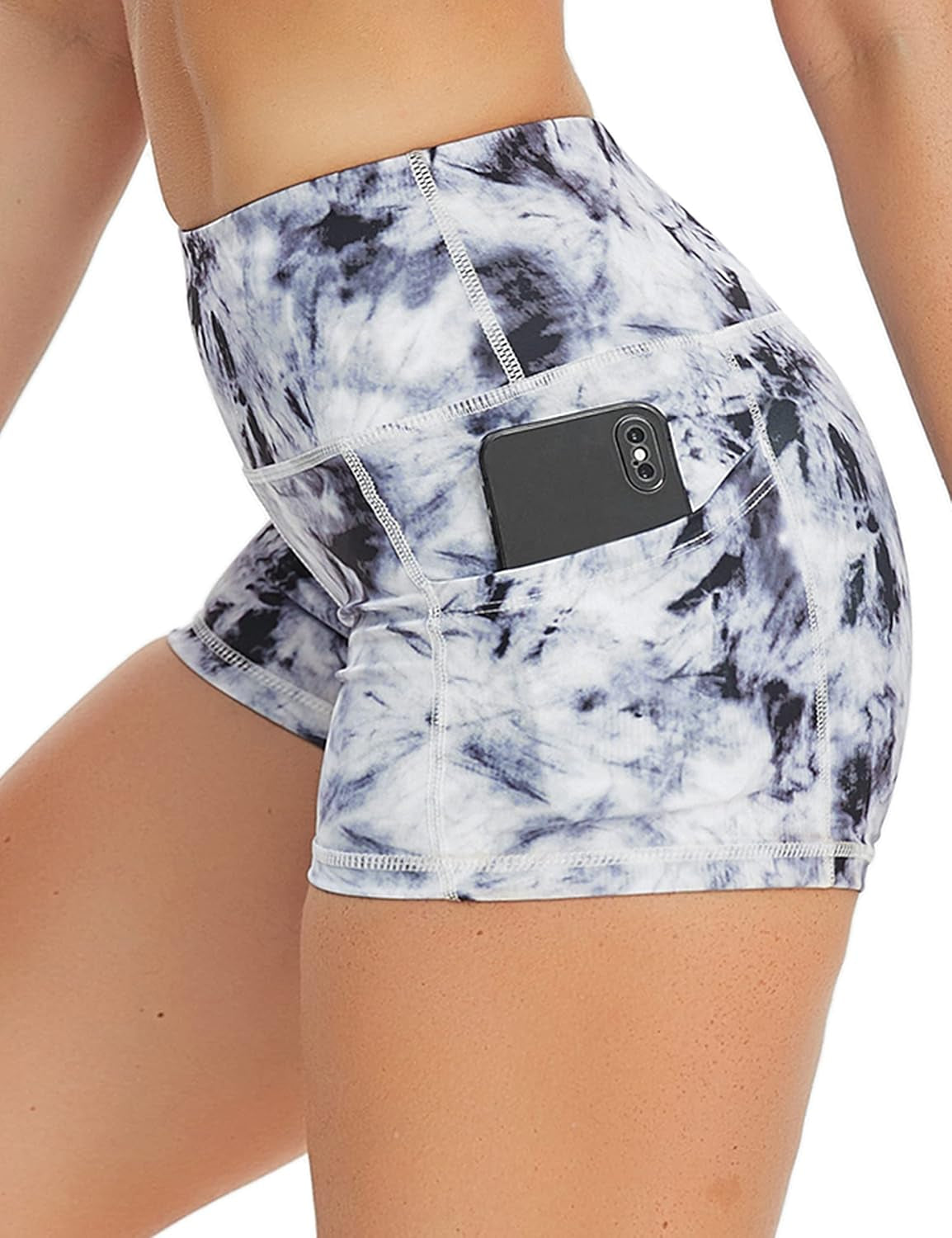 2.5"/4"/5" Basic/Out Pockets Women'S High Waist Tummy Control Yoga Shorts 4 Way Stretch Running Workout Shorts